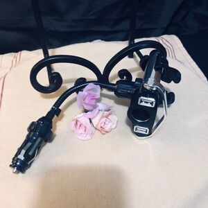 Dual USB Car Charger Adapter with Flexible Neck - Black